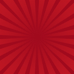 Retro rays red background raster comic gradient halftone pop-art style