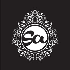 vintage circle initial logo