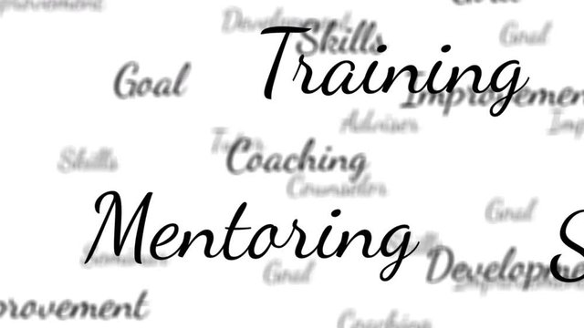 Coaching and mentoring words background loop with matte