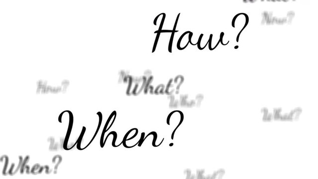 Frequently asked questions words background loop with matte