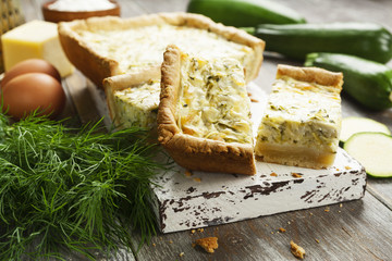 Pie with zucchini and herbs