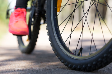 Woman riding a mountain bicycle