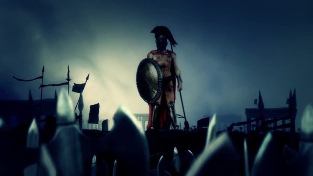Spartan Soldier After a Heroic Battle with His Massive Army