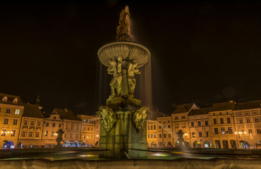 Night in Ceske Budejovice town