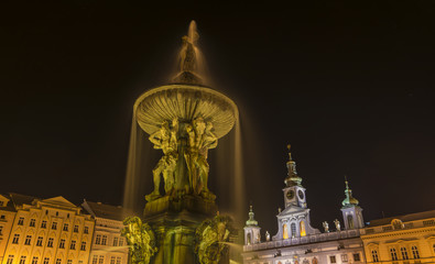 Fototapeta premium Night in Ceske Budejovice town