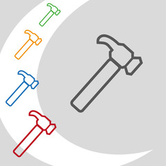 hammer. Vector image hammer. Silhouette hammer. Flat icon hammer. Illustration hammer.