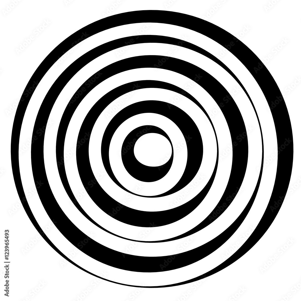 Aufkleber concentric circles w dynamic irregular line. monochrome abstract