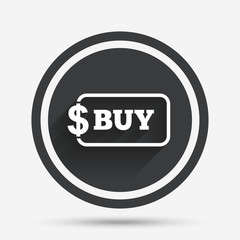 Buy sign icon. Online buying dollar button.