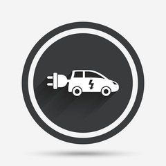 Obraz premium Electric car sign icon. Hatchback symbol.