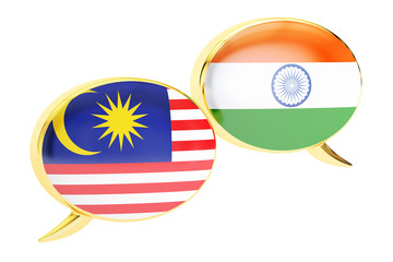 Obraz premium Speech bubbles, Malaysian-Indian translation concept. 3D renderi
