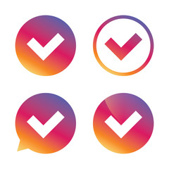 Check sign icon. Yes button.