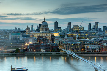Obraz premium Sunset panorama of city of London, Thames river and St. Paul's Cathedral, England, Great Britain