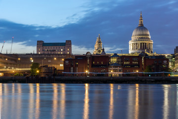 Amazing view of St. Paul's Cathedral from Thames river, London, England, Great Britain