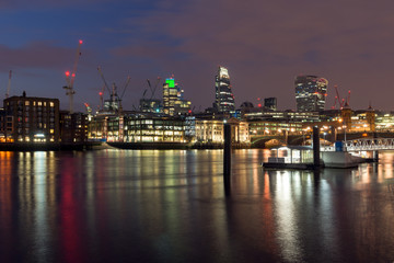 Fototapeta na wymiar Panoramic night skyline of city of London, England, Great Britain