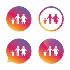 Complete family with one child sign icon.