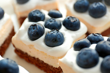 Delicious blueberry cakes, closeup