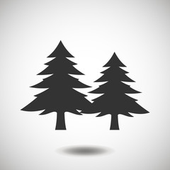 Fir-tree black icon, silhouette and vector logo. Flat isolated element. Nature sign and symbol.