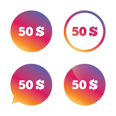 50 Dollars sign icon. USD currency symbol.