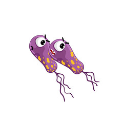 Cartoon bacteria character isolated vector illustration on white background. Cute fly germ infection vector character. Funny micro bacteria character. Microbe, Pathogen.