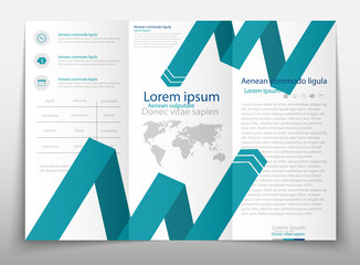 Leaflet cover presentation abstract geometric background, layout in A4 size Blue fold set technology annual report brochure flyer design template vector