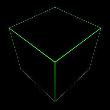 3D Cube Mesh With Glowing Green Edge Lines 3D Illustration