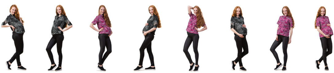 Pregnant woman in composite image isolated on white