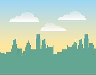 Naklejka premium gród budynki skyline ikona wektor ilustracja projekt