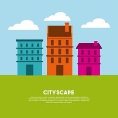 Naklejka premium cityscape buildings skyline icon vector illustration design