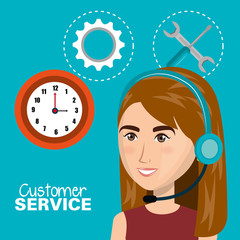 customer service agent working online vector illustration design