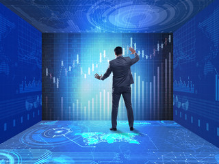 Man in stock exchange trading concept