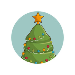 christmas tree character kawaii style vector illustration design