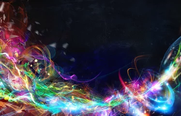 Modernes abstraktes Bewegungsbanner auf dunklem Hintergrund © alphaspirit