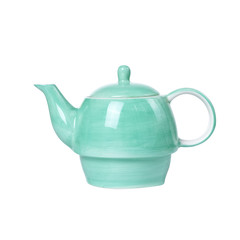 Green Ceramic Teapot isolated on white with a clipping path.
