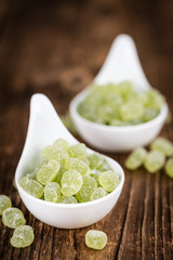 Apple flavoured gummy candy (close-up shot)