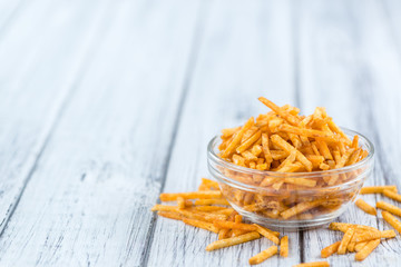 Some fried Potato Sticks (close-up shot)