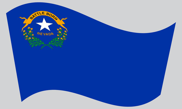 Flag of Nevada waving on gray background