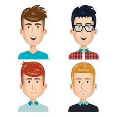 young people set avatars vector illustration design