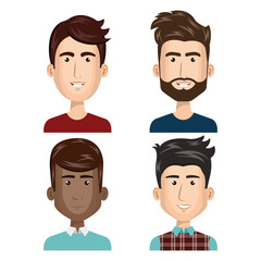 young people set avatars vector illustration design
