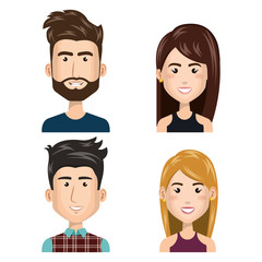 young people set avatars vector illustration design
