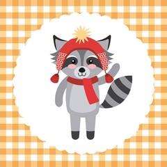 cute animal christmas celebration card vector illustration design