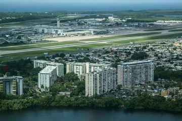 Fotobehang Aerial view of the area near San Juan Puerto Rico airport. © Roman Tiraspolsky