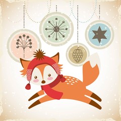 Obraz na płótnie Canvas cute animal christmas celebration card vector illustration design