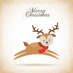 merry christmas reindeer decoration card vector illustration design