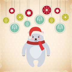 cute animal christmas celebration card vector illustration design