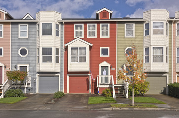 Family homes in a row Oregon.