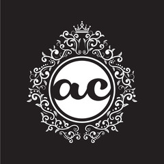 vintage circle initial logo