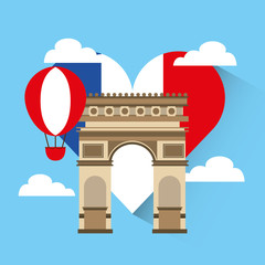 love france heart travel vector illustration design