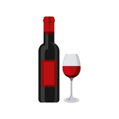 wine bottle and cup vector illustration design