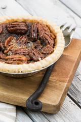 Caramel pecan pie. Thanksgiving dessert. Pecan tart.