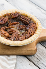 Caramel pecan pie. Thanksgiving dessert. Pecan tart.